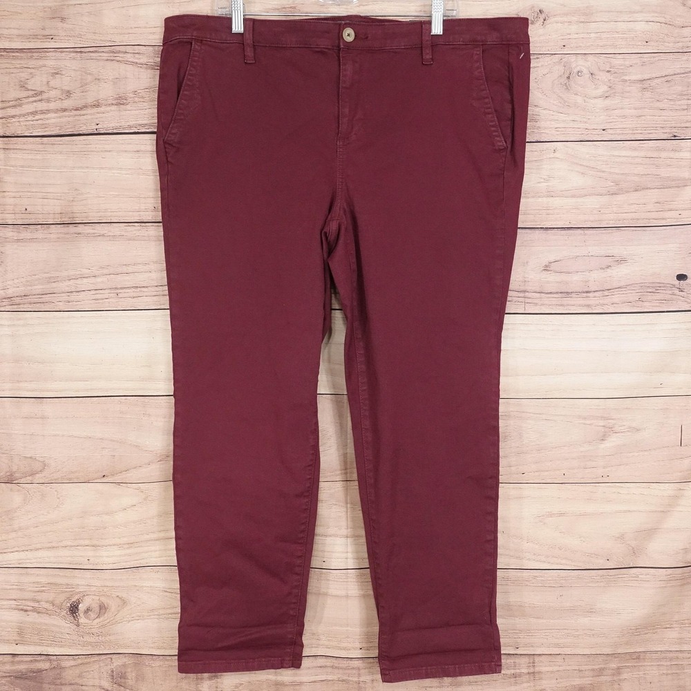 New! Torrid Pants Womens 20 Red Twill Chino Crop Ankle Stretch Pockets Plus